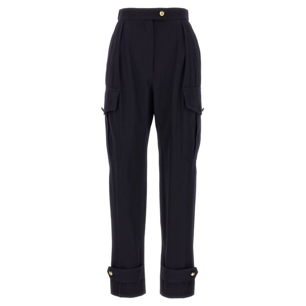 Alexander McQueen Blue Wool Cargo Women's Pants